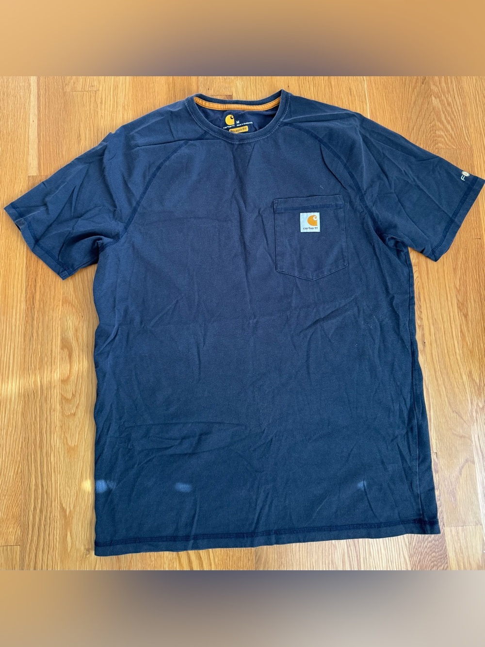 Carhartt Navy Short-Sleeve Pocket Tee with Gold Logo